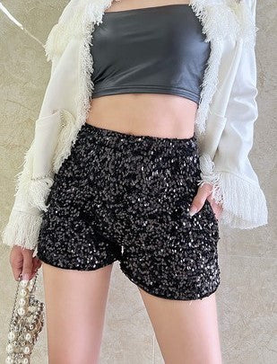 Black Sequins Shorts